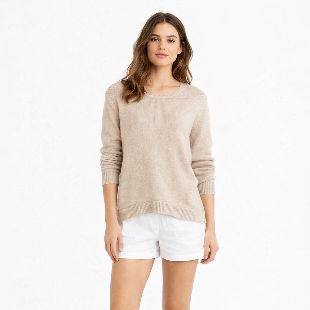 J.Crew Beige Linen Cotton Sweater Size S Lightweight Knit